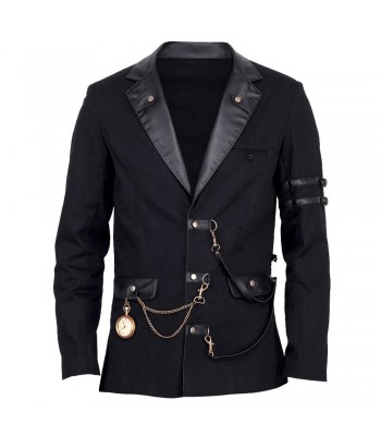 Vintage Goth Steampunk Jacket Men Black Gothic black jacket